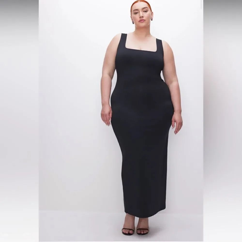 Good American Scuba Modern Tank Maxi Dress Navy Blue Sleeveless Sz 5-2X